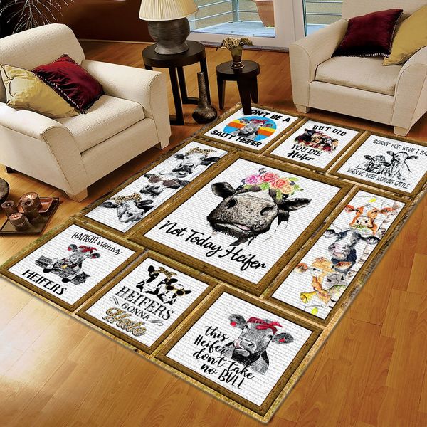 Cow Lover Area Rug Merry Heifen Rug Funny Cow Printing Floor Mat