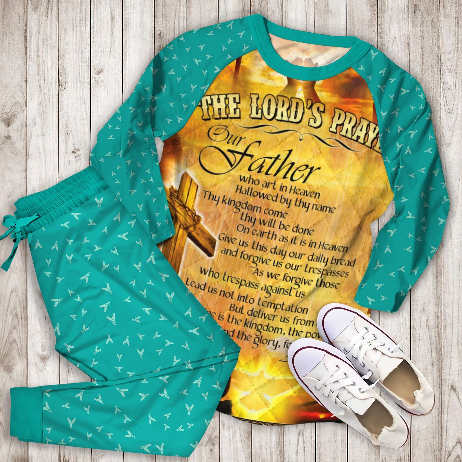 The LordS Prayer God Jesus Christian Cross Pajama Set | Pajamas 