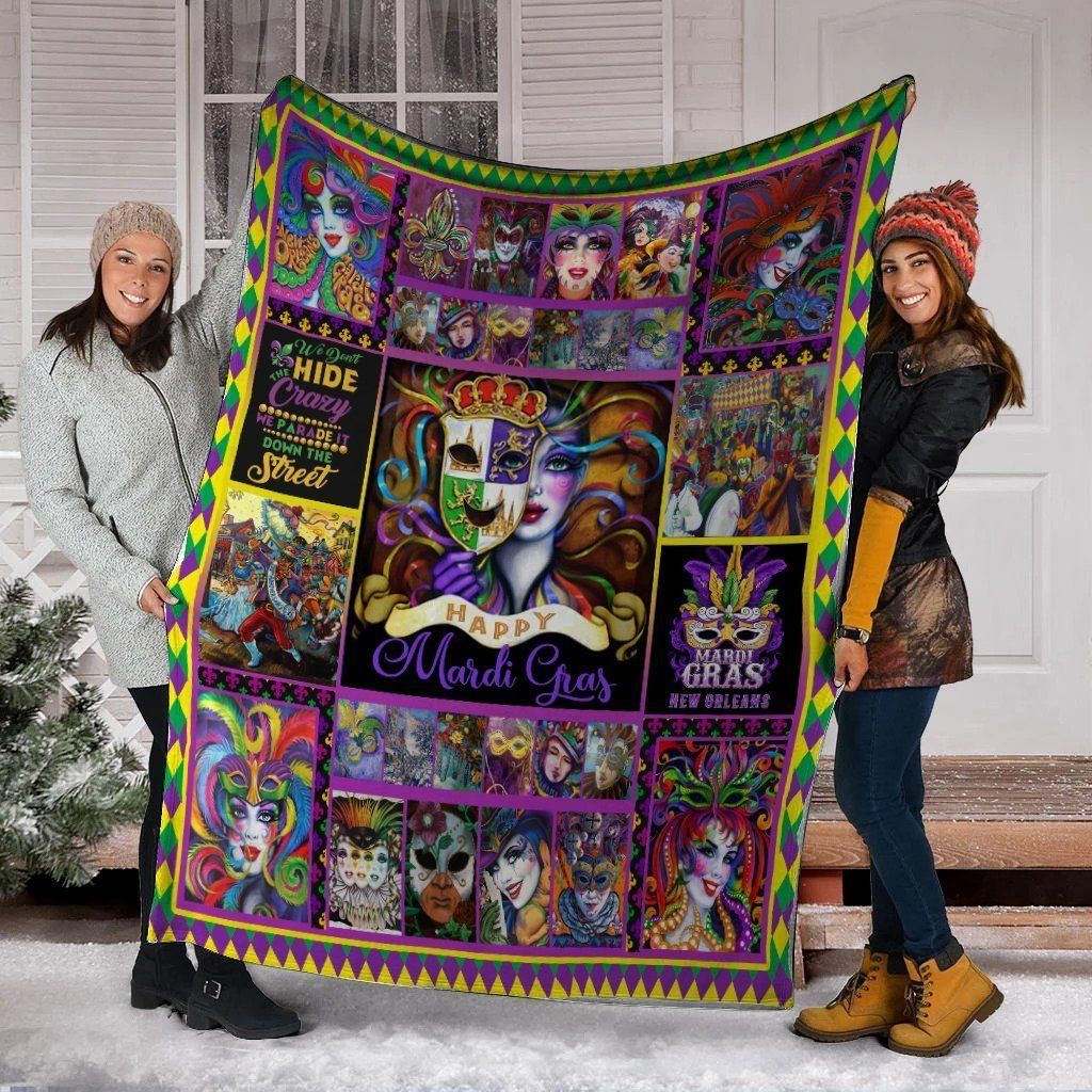 mardi gras fleece blanket