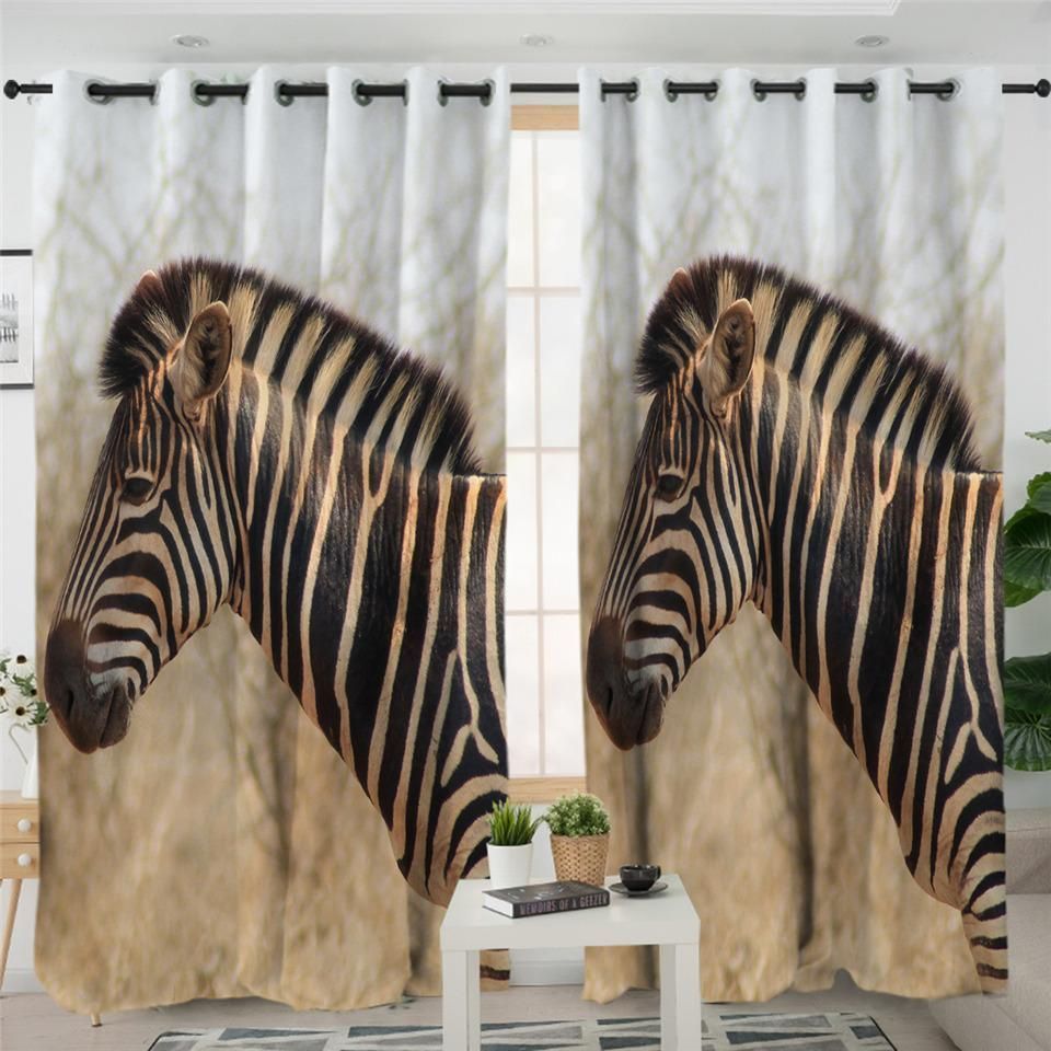 Wild Zebra Themed Window Curtains