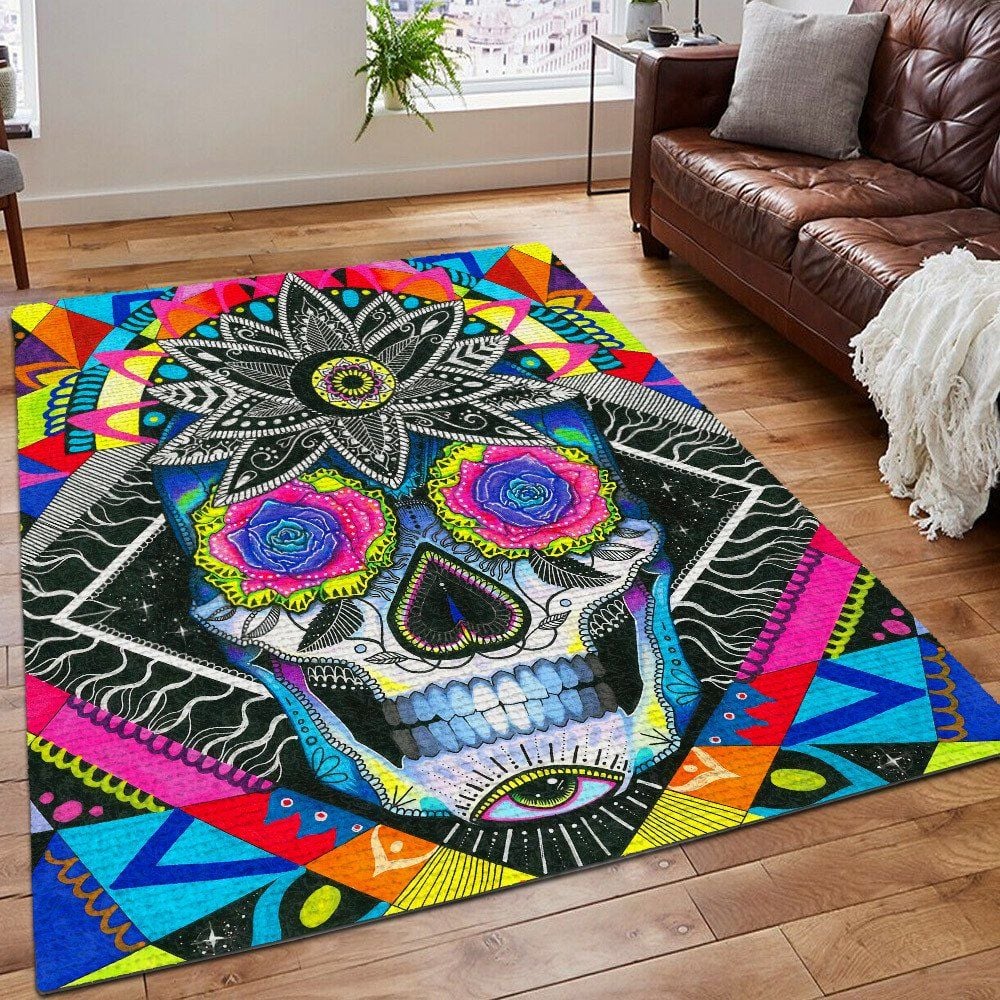 Oakland Sugar Skull Area Rug, Sugar Skull Rug, Gifts for Sugar Skull