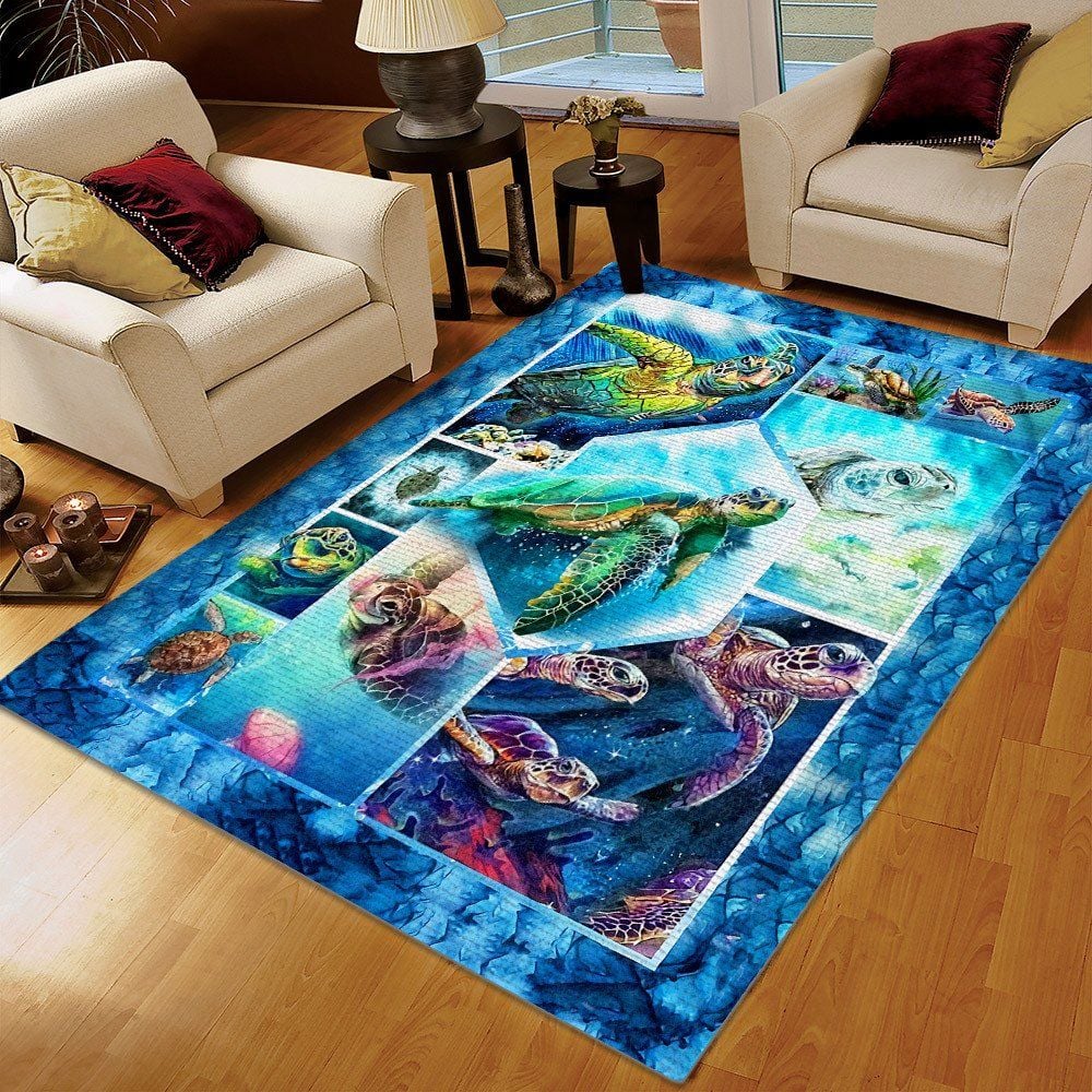 Pirate Crest Sea Turtle Area Rug, Turtle Rug, Sea Turtle Custom ...