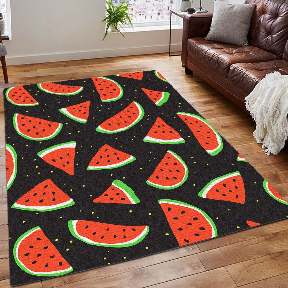 Watermelon Hammerhead Rug, Watermelon Rind Area Rug, Kawaii Food ...