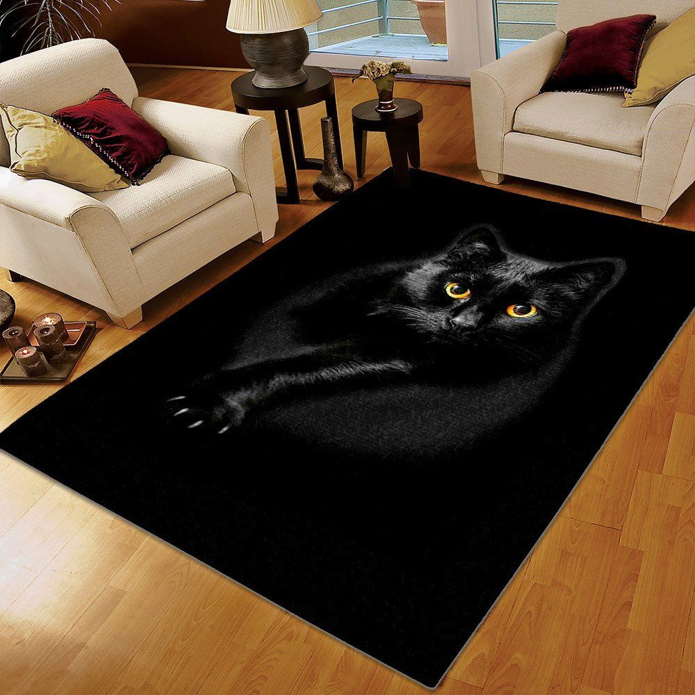 Halloween Black Cat Spiral Printing Floor Mat Carpet, Black Cat Foals ...