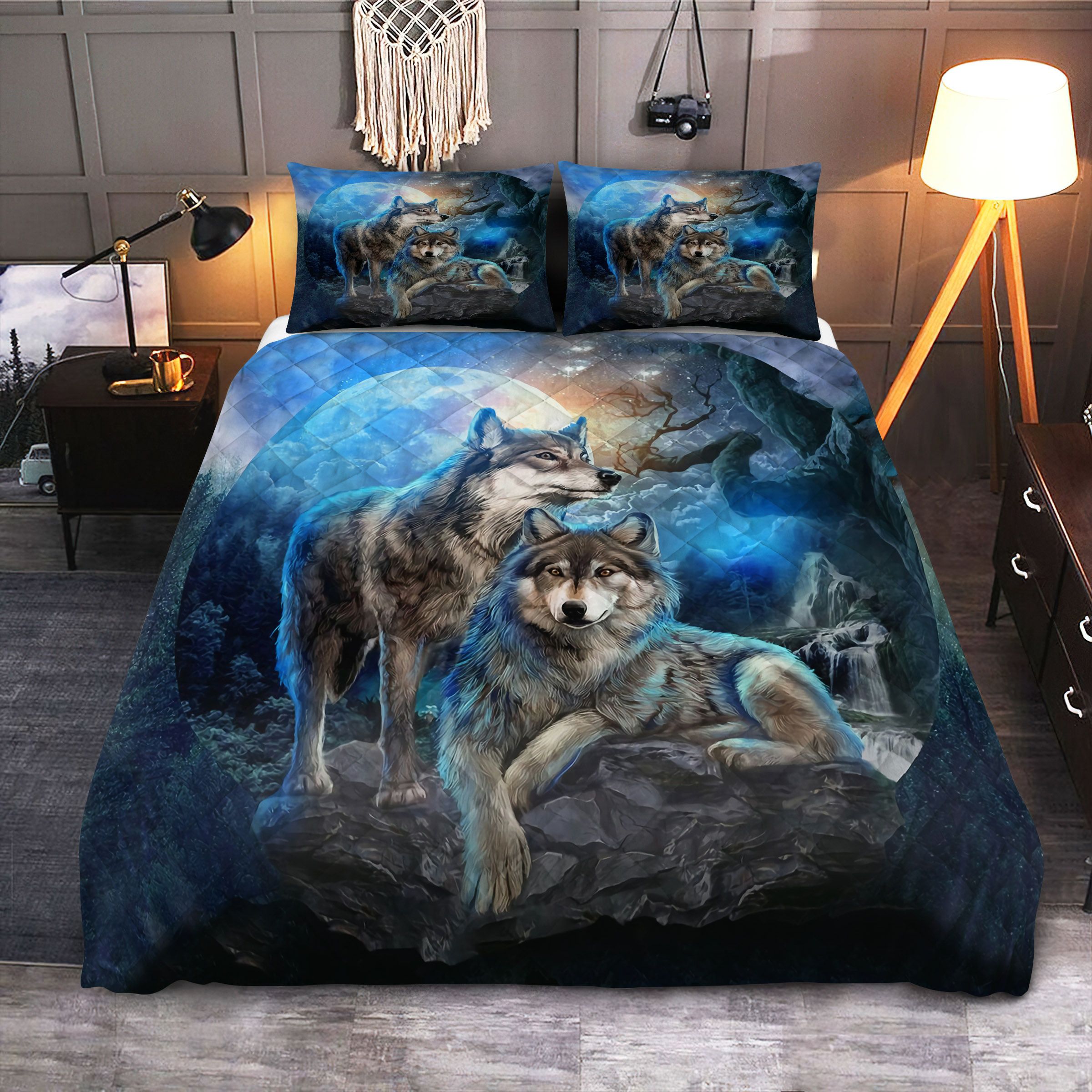 Cherokee Wolf Quilt Bedding Set