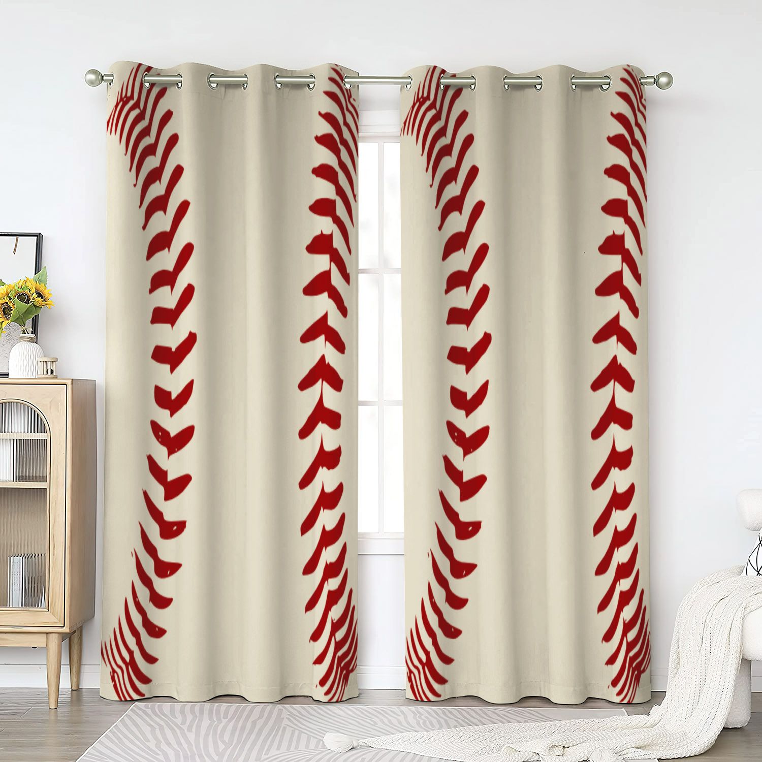 Baseball Window Curtains