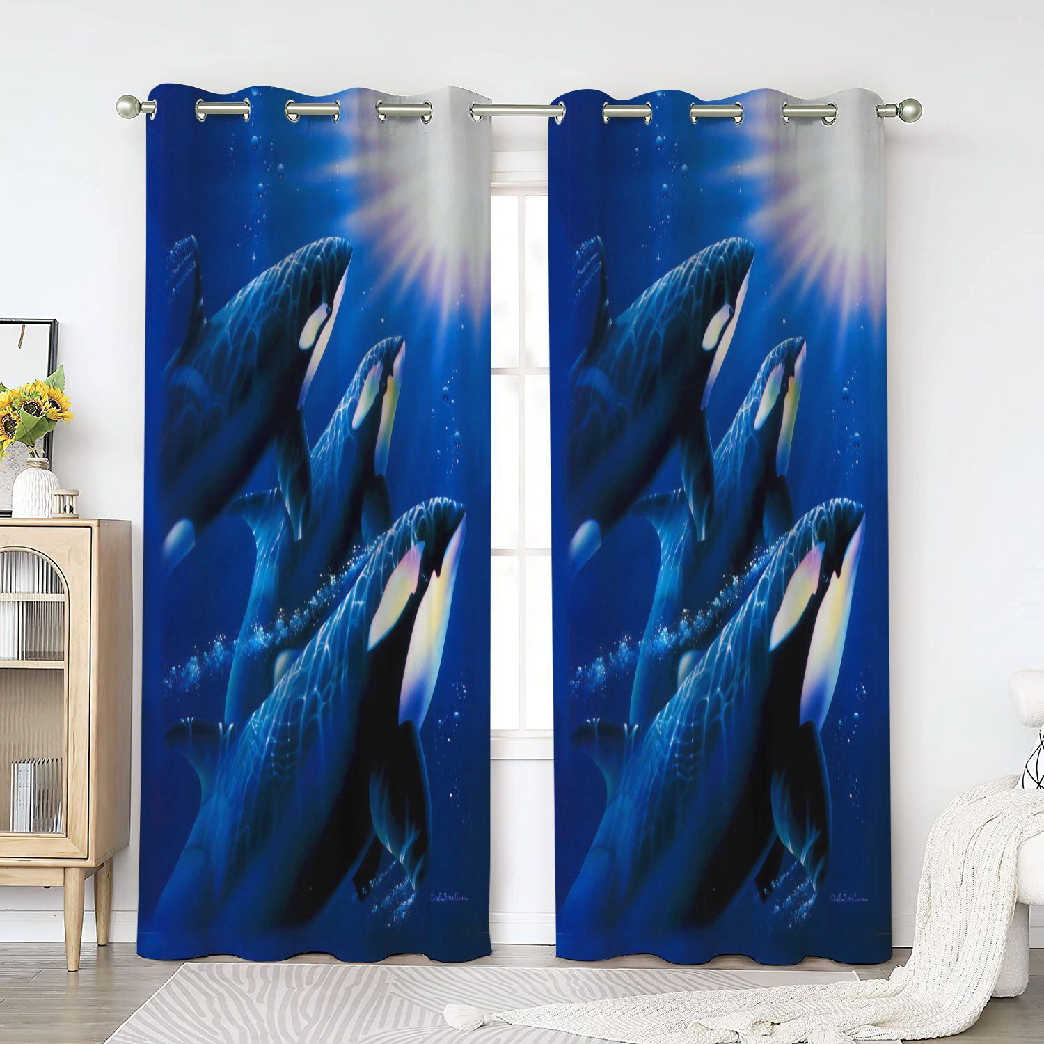 Orca Killer Whale Window Curtains