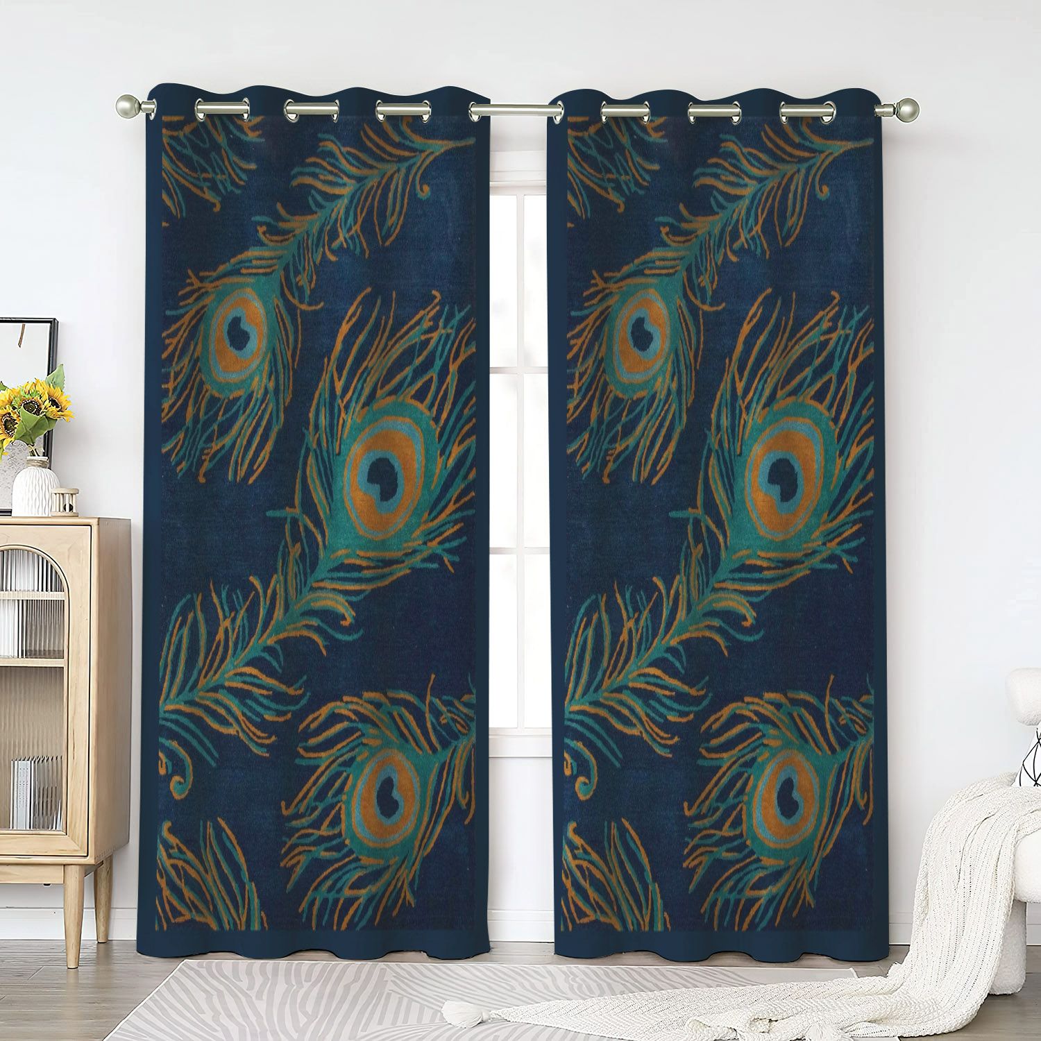 Jaipur National Geographic Tufted Peacock Window Curtains