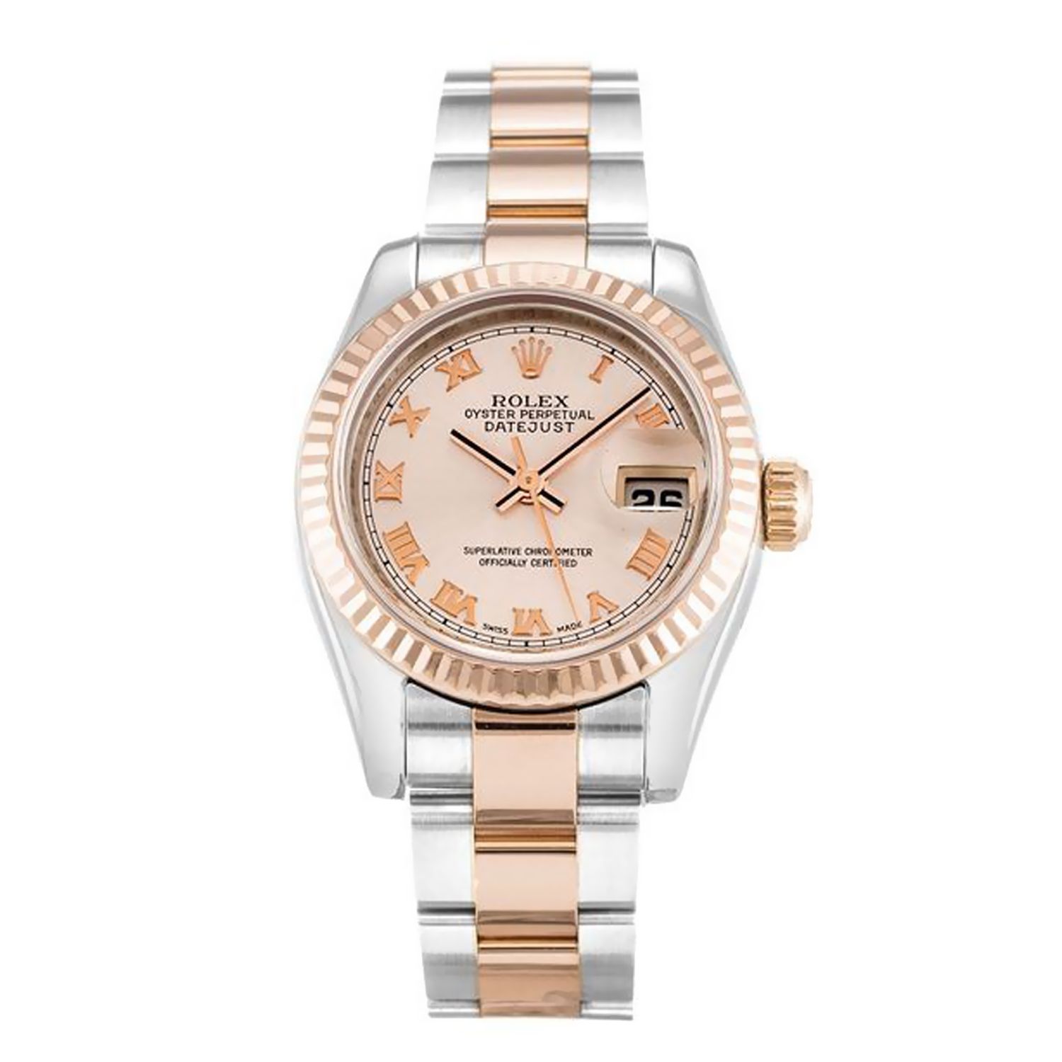 Rolex Datejust 179171 Roman Rose Gold Oyster Bracelet Lady Watch