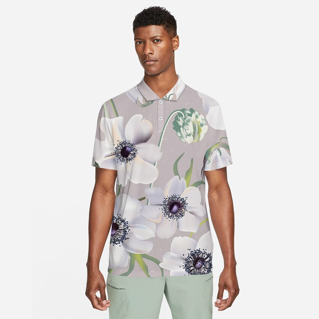 Wedding Anemones Floral Pastel Realistic Polo Shirt For Men | Polo T ...