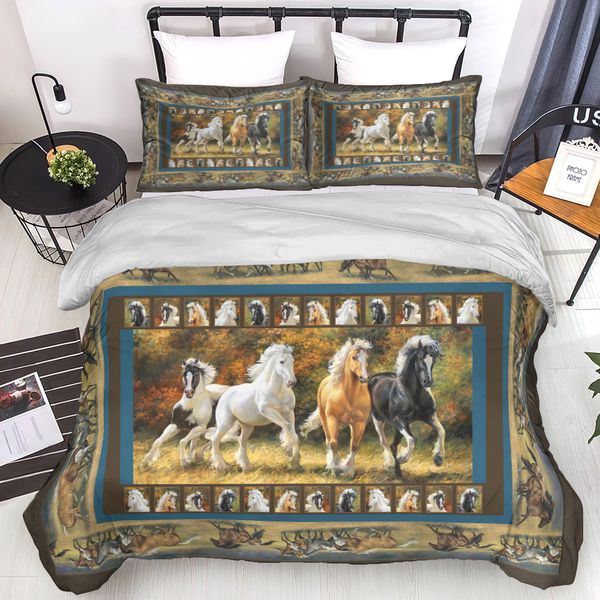Riding Horse King Size Bed Set, Beautiful King Size Bed Sets