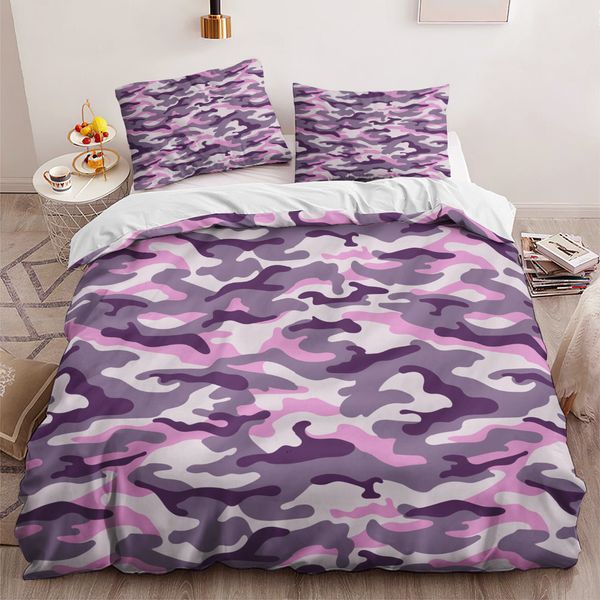 Camo Queen Size Bed Sets Pink Purple, Grey Camouflage Bedding Sets