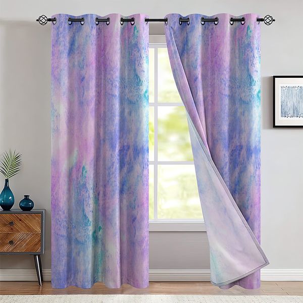 Abstract Drawing Bedroom Curtains, Purple Blackout Bedroom Curtains