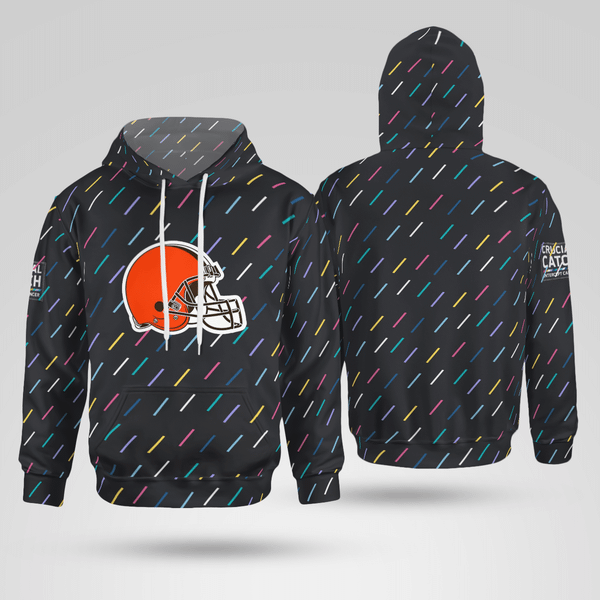 NIKE CLEVELAND BROWNS CRUCIAL CATCH INTERCEPT CANCER HOODIE small