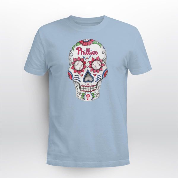 Philadelphia Phillies Sugar Skull Tee Shirt Women's 2XL / White