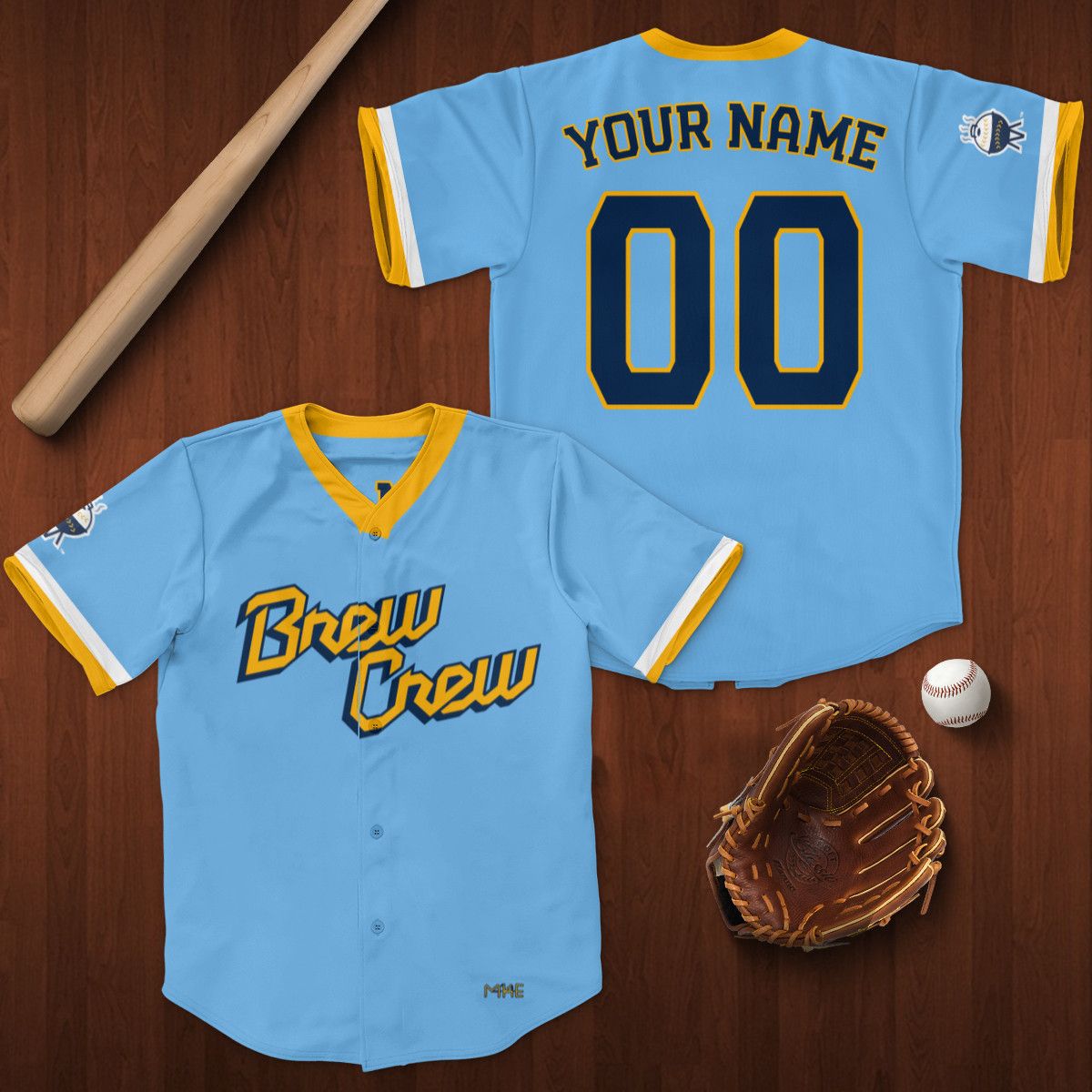 Brew Crew Powder Blue 2022 City Connect Custom Name and Number Basebal