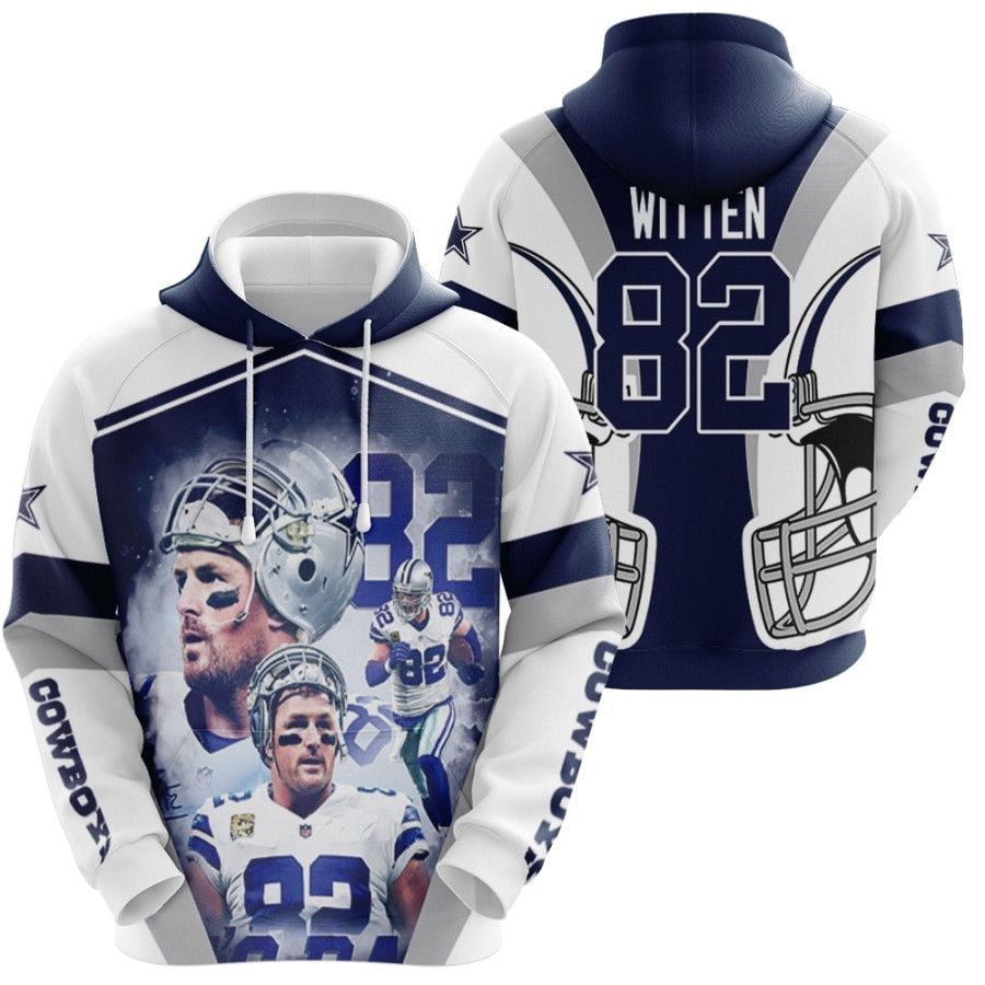 Men's Player Fan Jason Witten #82 Cowboys Zip Hoodie 3D All Over Printed