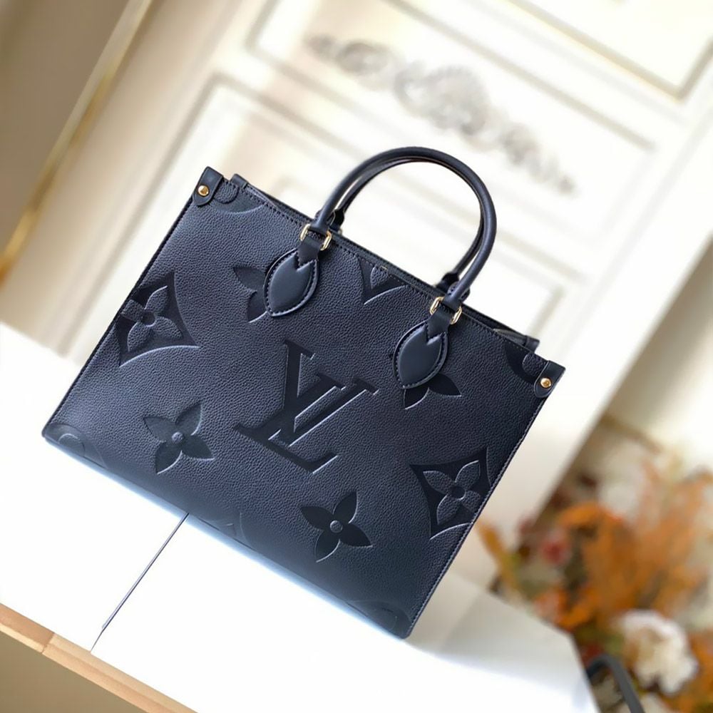 True-to-ORIGINAL] Louis Vuitton Onthego MM Monogram Empreinte Tote Bag  Black For Women 35cm LV M45595 - Clothingta
